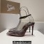 Christian Louboutin Heel 10.5cm Leather and PVC Spikoo Pumps Coffee 2024