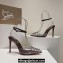 Christian Louboutin Heel 10.5cm Leather and PVC Spikoo Pumps Coffee 2024