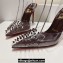 Christian Louboutin Heel 10.5cm Leather and PVC Spikoo Pumps Coffee 2024
