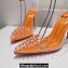 Christian Louboutin Heel 10.5cm Leather and PVC Spikoo Pumps Orange 2024