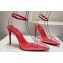 Christian Louboutin Heel 10.5cm Leather and PVC Spikoo Pumps Red 2024