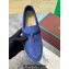 Loro Piana Summer Charms Walk Suede Women/Men Loafers Blue 2024