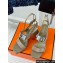 Hermes Heel 9.5cm Platform 2cm Ilona 90 sandals with oversized Kelly buckle in Suede Beige 2024