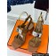 Hermes Heel 9.5cm Platform 2cm Ilona 90 sandals with oversized Kelly buckle in Suede Brown 2024