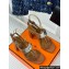 Hermes Heel 9.5cm Platform 2cm Ilona 90 sandals with oversized Kelly buckle in Suede Brown 2024