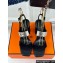 Hermes Heel 9.5cm Platform 2cm Ilona 90 sandals with oversized Kelly buckle in Suede Black 2024