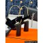 Hermes Heel 9.5cm Platform 2cm Ilona 90 sandals with oversized Kelly buckle in Suede Black 2024