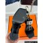 Hermes Heel 9.5cm Platform 2cm Ilona 90 sandals with oversized Kelly buckle in Suede Black 2024