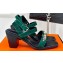 Hermes Heel 6.5cm Ivresse 65 sandals with iconic Medor studs in Suede Green 2024
