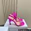 Dior Heel 10cm Sunset Heeled Sandals in Fuchsia Satin and Silver-Tone Strass 2024