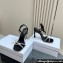 Dior Heel 10cm Sunset Heeled Sandals in Black Satin and Silver-Tone Strass 2024