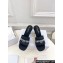 Dior Heel 8cm Dway Slides in Black Calfskin and Embroidered Cotton 2024