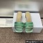 Dior Heel 4.5cm Or Dway Heeled Slides in Green Cotton Embroidered with Metallic Thread and Strass 2024