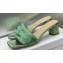 Dior Heel 4.5cm Or Dway Heeled Slides in Green Cotton Embroidered with Metallic Thread and Strass 2024