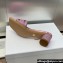 Dior Heel 4.5cm Or Dway Heeled Slides in Pink Cotton Embroidered with Metallic Thread and Strass 2024