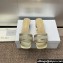 Dior Heel 4.5cm Or Dway Heeled Slides in Beige Cotton Embroidered with Metallic Thread and Strass 2024