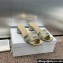 Dior Heel 4.5cm Or Dway Heeled Slides in Beige Cotton Embroidered with Metallic Thread and Strass 2024