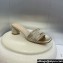 Dior Heel 4.5cm Or Dway Heeled Slides in Beige Cotton Embroidered with Metallic Thread and Strass 2024
