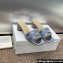 Dior Heel 4.5cm Or Dway Heeled Slides in Blue Cotton Embroidered with Metallic Thread and Strass 2024