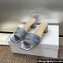 Dior Heel 4.5cm Or Dway Heeled Slides in Blue Cotton Embroidered with Metallic Thread and Strass 2024
