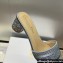Dior Heel 4.5cm Or Dway Heeled Slides in Blue Cotton Embroidered with Metallic Thread and Strass 2024