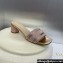 Dior Heel 4.5cm Or Dway Heeled Slides in Nude Pink Cotton Embroidered with Metallic Thread and Strass 2024