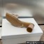 Dior Heel 4.5cm Or Dway Heeled Slides in Nude Pink Cotton Embroidered with Metallic Thread and Strass 2024
