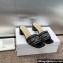 Dior Heel 4.5cm Or Dway Heeled Slides in Black Cotton Embroidered with Metallic Thread and Strass 2024