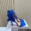 Dior Heel 10cm Mlle Dior Heeled Sandals in Suede Blue with Bow 2024