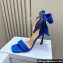 Dior Heel 10cm Mlle Dior Heeled Sandals in Suede Blue with Bow 2024