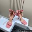 Dior Heel 10cm Mlle Dior Heeled Sandals in Suede Pink with Bow 2024