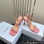 Dior Heel 10cm Diorly Heeled Sandals in Pink Suede Calfskin and White Resin Pearls 2024