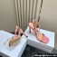 Dior Heel 10cm Diorly Heeled Sandals in Pink Suede Calfskin and White Resin Pearls 2024