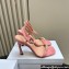 Dior Heel 10cm Diorly Heeled Sandals in Pink Suede Calfskin and White Resin Pearls 2024