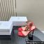 Dior Heel 10cm Diorly Heeled Sandals in Red Suede Calfskin and White Resin Pearls 2024