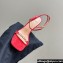 Dior Heel 10cm Diorly Heeled Sandals in Red Suede Calfskin and White Resin Pearls 2024