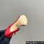 Dior Heel 10cm Diorly Heeled Sandals in Red Suede Calfskin and White Resin Pearls 2024