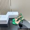 Dior Heel 10cm Diorly Heeled Sandals in Green Suede Calfskin and White Resin Pearls 2024