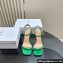 Dior Heel 10cm Diorly Heeled Sandals in Green Suede Calfskin and White Resin Pearls 2024