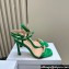 Dior Heel 10cm Diorly Heeled Sandals in Green Suede Calfskin and White Resin Pearls 2024