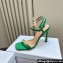 Dior Heel 10cm Diorly Heeled Sandals in Green Suede Calfskin and White Resin Pearls 2024