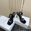 Dior Heel 10cm Diorly Heeled Sandals in Black Suede Calfskin and White Resin Pearls 2024