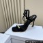 Dior Heel 10cm Diorly Heeled Sandals in Black Suede Calfskin and White Resin Pearls 2024