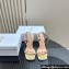 Dior Heel 10cm Diorly Heeled Sandals in Beige Suede Calfskin and White Resin Pearls 2024