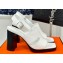 Hermes Heel 9.5cm Platform 2cm Eris 90 sandals with with "H" cut-out in Grained calfskin White 2024