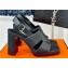 Hermes Heel 9.5cm Platform 2cm Eris 90 sandals with with "H" cut-out in Grained calfskin Black 2024