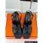 Hermes Heel 9.5cm Platform 2cm Eris 90 sandals with with "H" cut-out in Grained calfskin Black 2024