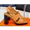 Hermes Heel 9.5cm Platform 2cm Eris 90 sandals with with "H" cut-out in Grained calfskin Brown 2024