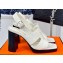 Hermes Heel 9.5cm Platform 2cm Eris 90 sandals with with "H" cut-out in Croco Pattern White 2024