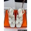 Hermes Heel 9.5cm Platform 2cm Eris 90 sandals with with "H" cut-out in Croco Pattern White 2024